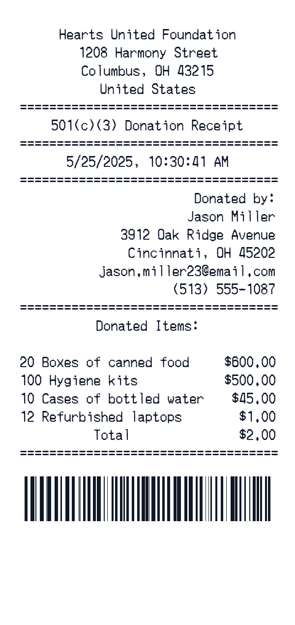 Generate 501(c)(3) Donation Receipt thumbnail