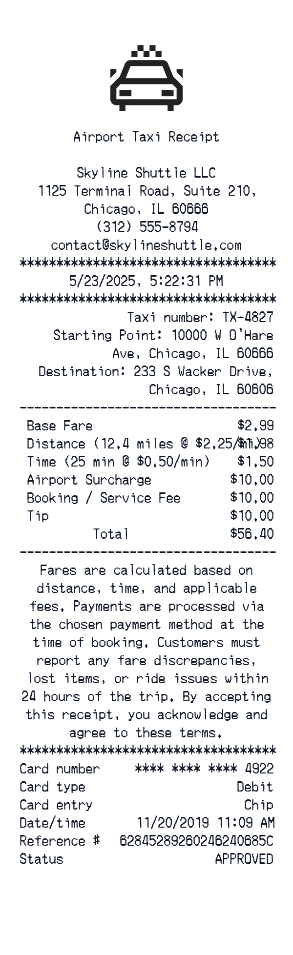 Generate Airport Taxi Receipt thumbnail
