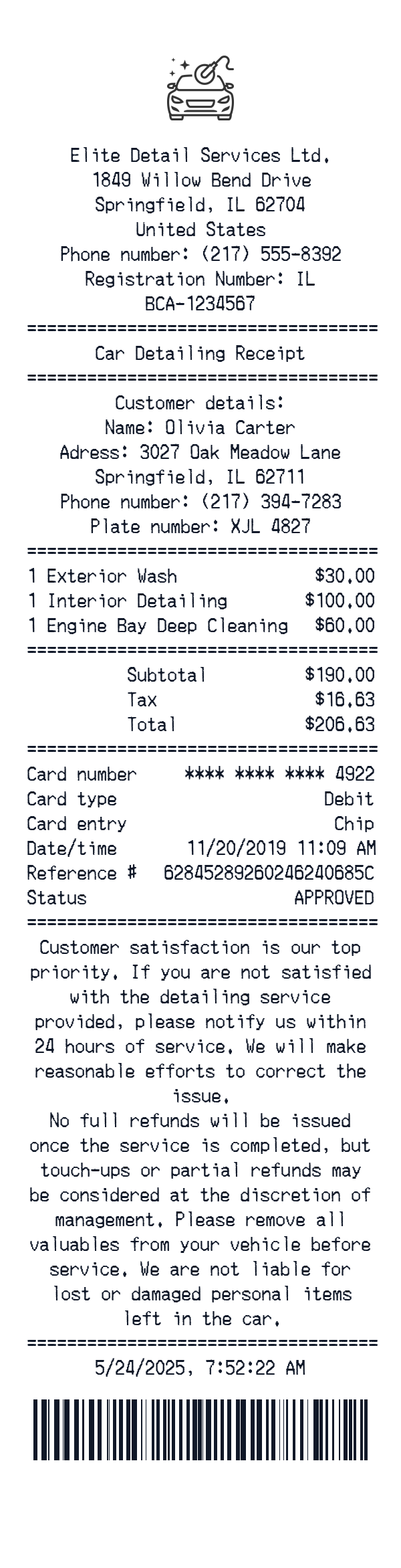 Generate Car Detailing Receipt thumbnail