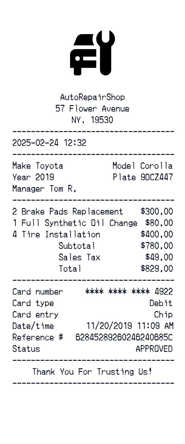 Generate Car Repair Receipt thumbnail