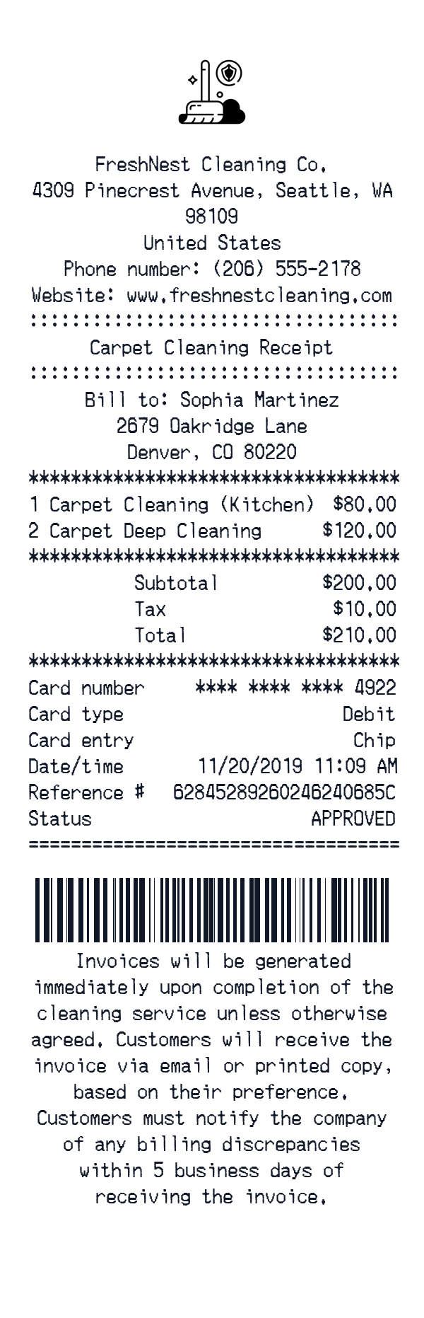 Generate Carpet Cleaning Receipt thumbnail