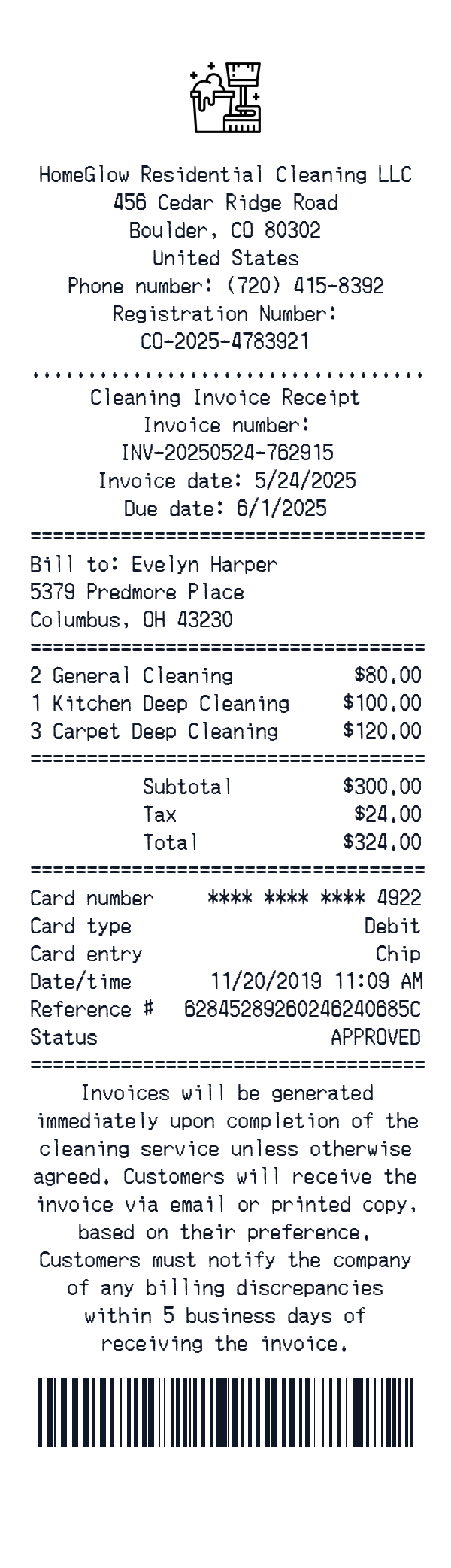 Generate Cleaning Invoice Receipt thumbnail
