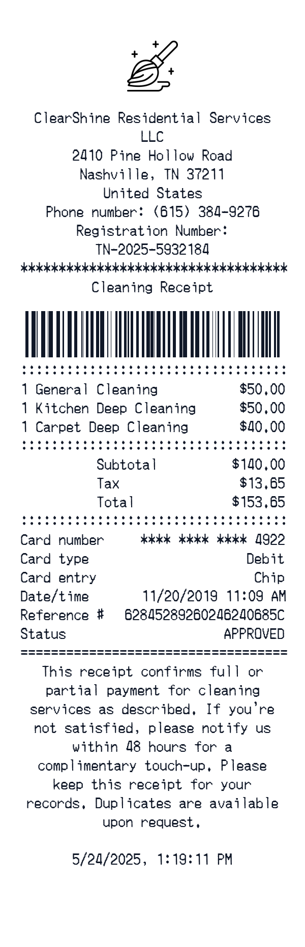 Generate Cleaning Receipt thumbnail