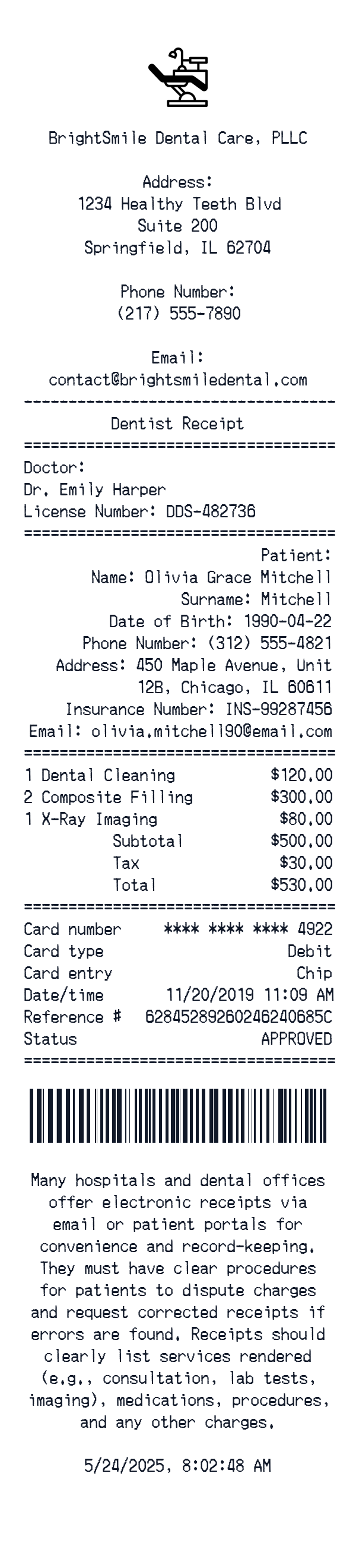 Generate Dentist Receipt thumbnail