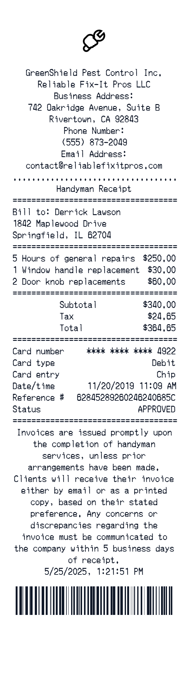 Generate Handyman Receipt thumbnail