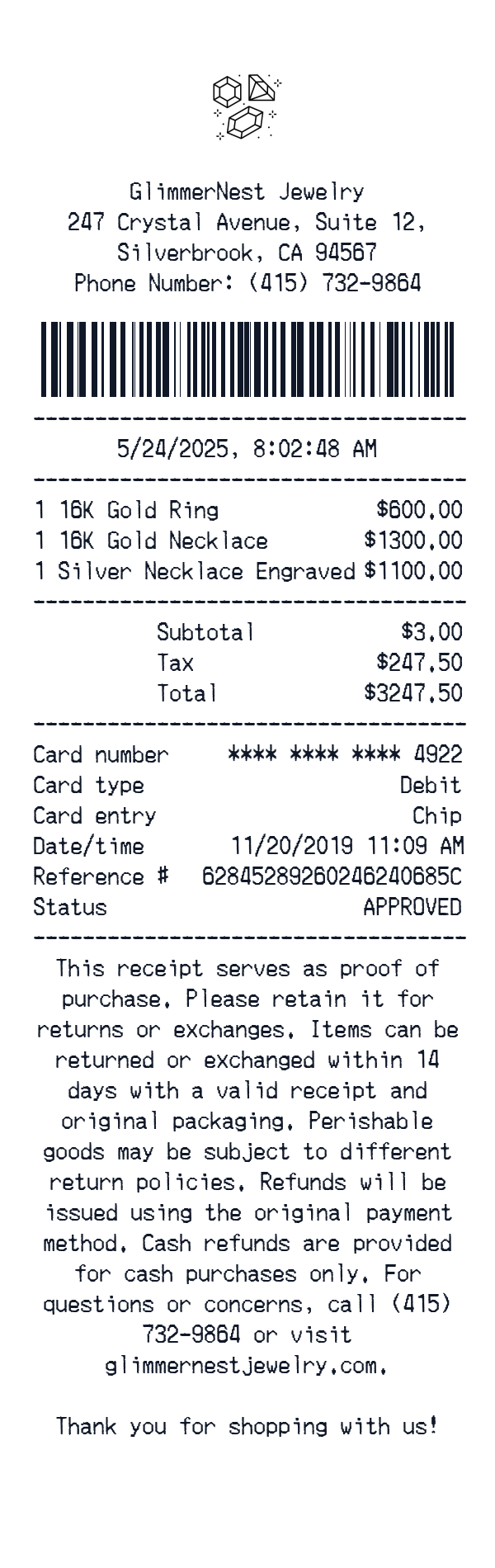 Generate Jewelry Receipt thumbnail