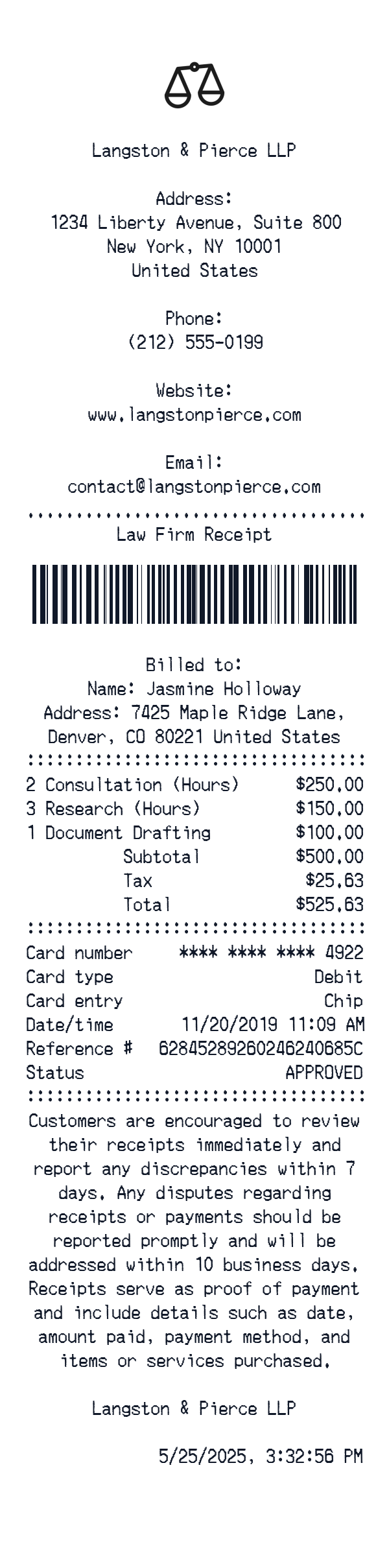Generate Law Firm Receipt thumbnail
