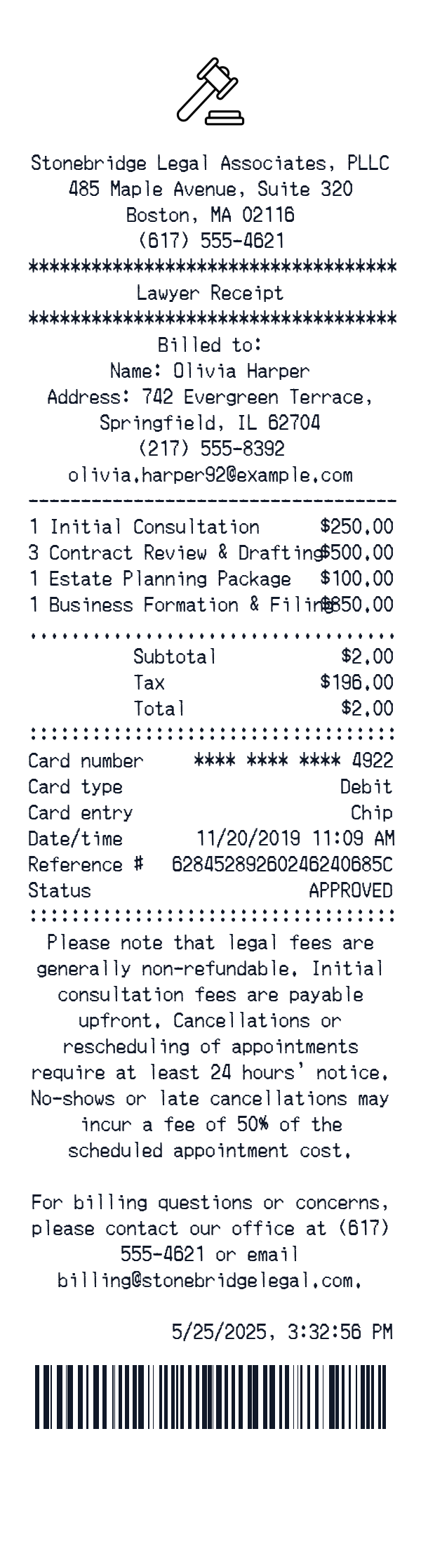 Generate Lawyer Receipt thumbnail