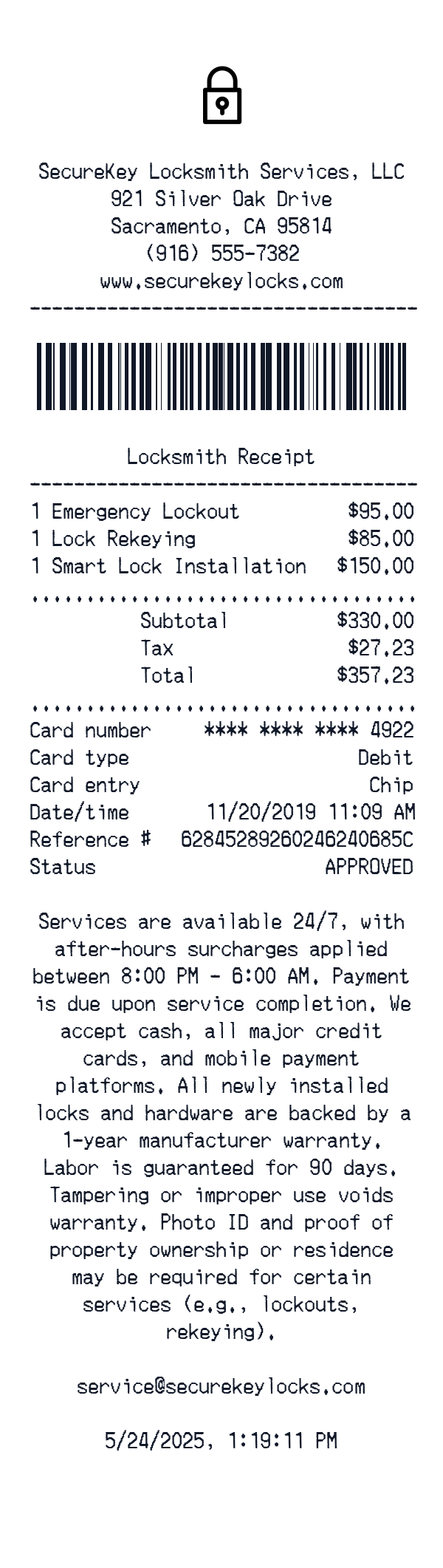Generate Locksmith Receipt thumbnail