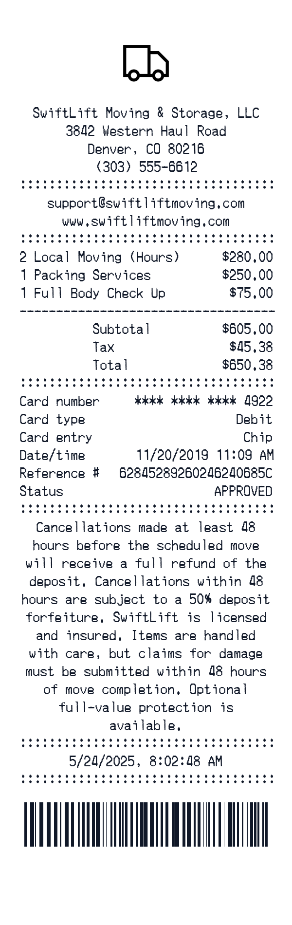 Generate Moving Receipt thumbnail