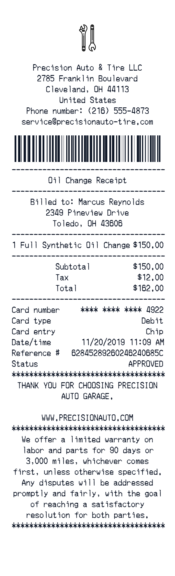 Generate Oil Change Receipt thumbnail