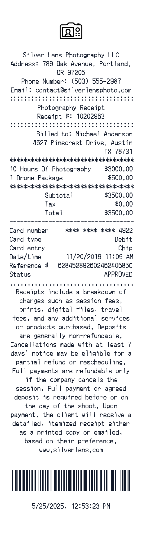 Generate Photography Receipt thumbnail