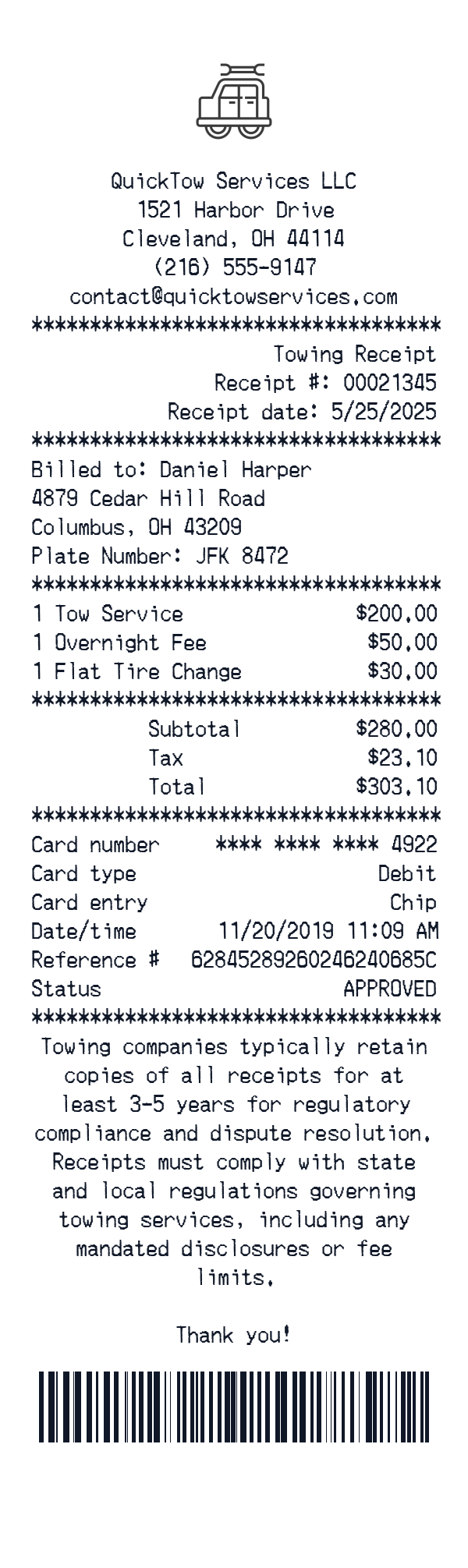 Generate Towing Receipt thumbnail